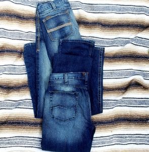 Ariat M7 & M5 Jeans Mens 38x38 Tall Man Rocker Straight Dark Wash Blue 2 pairs